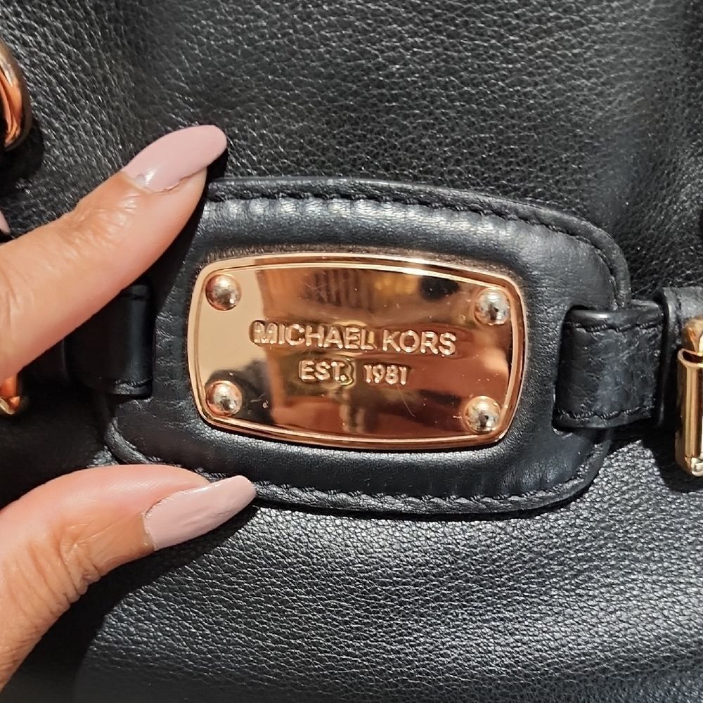 Michael Kors Black Satchel with Gold Accents - Picture 2 of 5